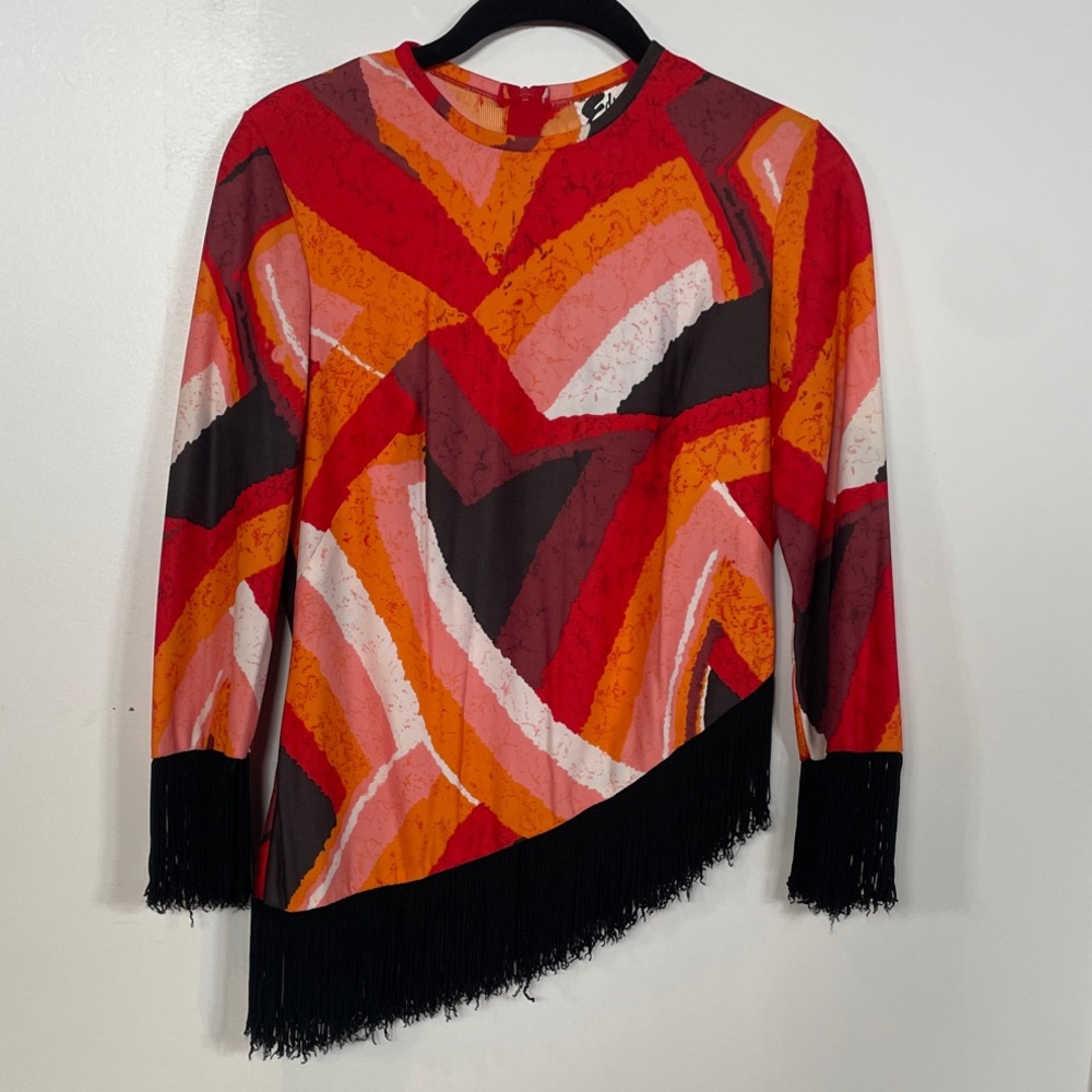 Vintage Vibrant Geometric Fringe Top